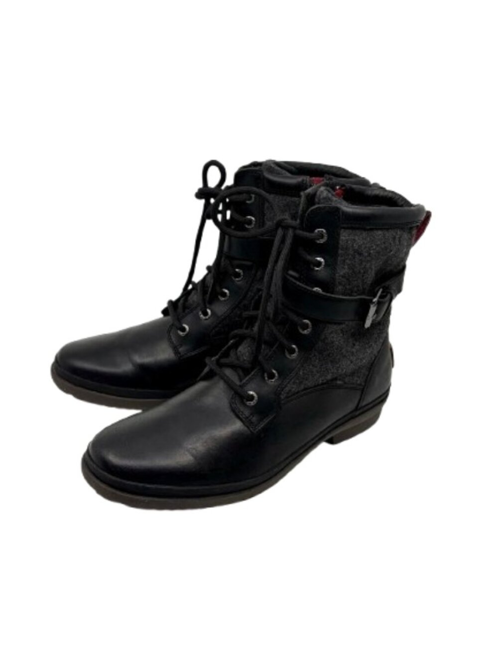 UGG~Kesey Waterproof Boots BLACK LEATHER WOOL LINING Women's Size 8